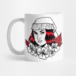 beautiful girl with flowers Mug